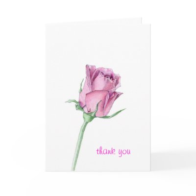 Pink Rose Thank You Card by floatinglemons