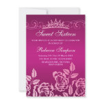 Pink Rose & Tiara Birthday Invitation by GoDesign Pink Rose & Tiara Birthday Invitation