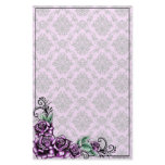 Pink Rose Valentine Baroque Pattern Stationery