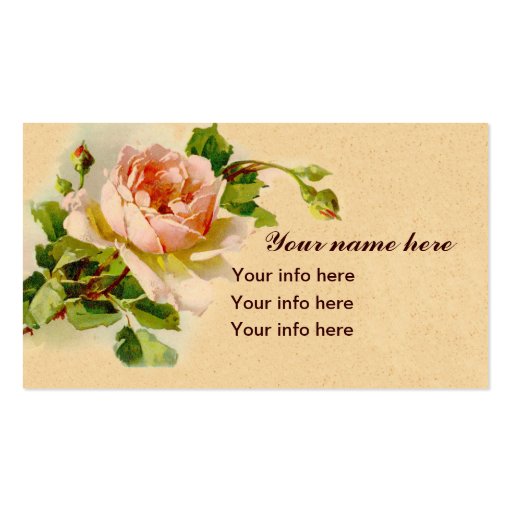 Pink Rose Vintage Style Watercolor Painting Business Card Template (front side)