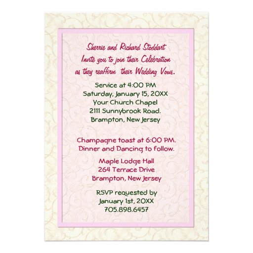 Pink Rose - Vow Renewal Invitation