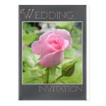 Pink Rose Wedding Invitation Post Card