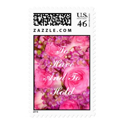 Pink Rose Wedding Postage Stamp
