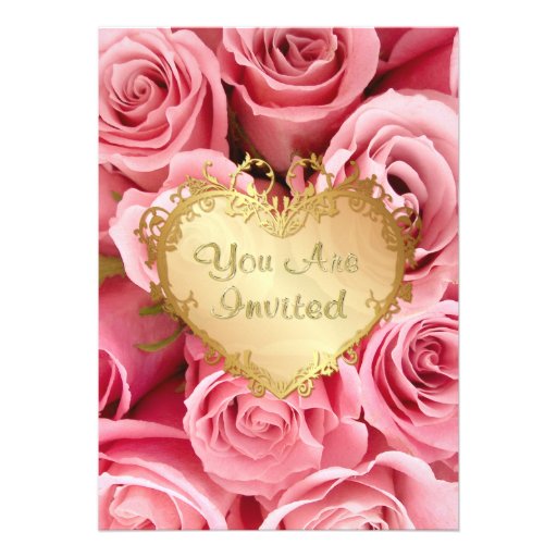 Pink Rose Wedding Rehearsal Dinner Personalized Invitations