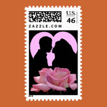 Pink Rose Wedding Stamp