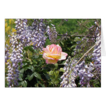 Pink Rose with Purple Wisteria Blank Art Card cards