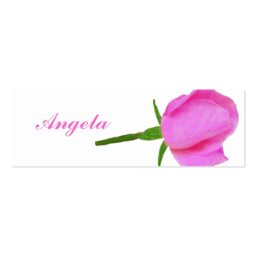 Pink Rose with Stem Mini Bookmarks Business Card Template (front side)