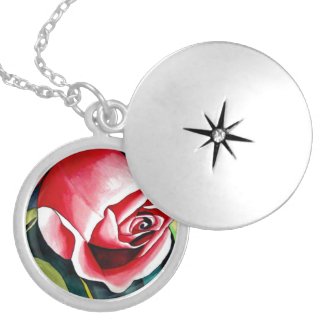 Pink Rosebud flower Valentine necklace