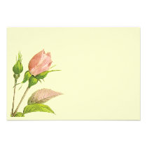 Pink Rosebud Invitation Reply Template invitations
