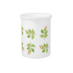 Pink Rosebud Pink, White Green Pitcher or Jug