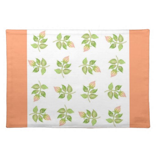Pink Rosebud Place Mat, Apricot Border