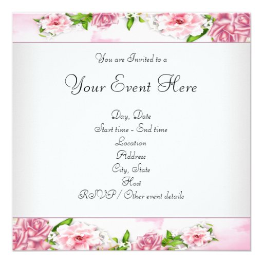 Pink Roses All Occasion Party Invitations
