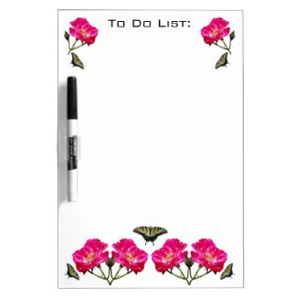 Pink Roses and Butterflies Dry-Erase Whiteboards