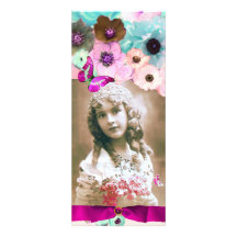 PINK ROSES  AND BUTTERFLY SWEET 16 PHOTO TEMPLATE ANNOUNCEMENT