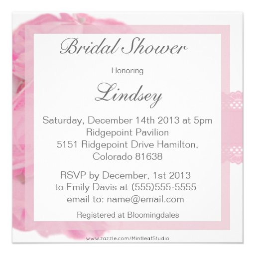 Pink Roses and Lace Bridal Shower Invitation