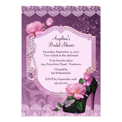 Pink Roses and Pearls Bridal Shower Card