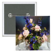 Pink Roses and Purple Delphinium