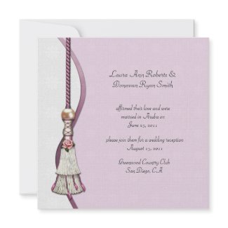 Pink Roses and Tassel Post Wedding invitation