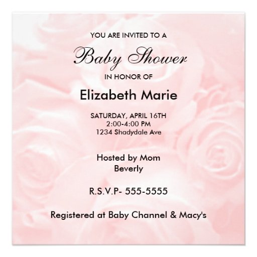 Pink Roses-Baby Shower Personalized Invites
