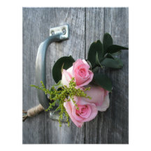 Pink Roses & Barnwood Wedding Invitation