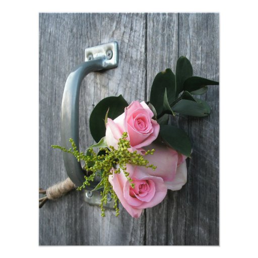 Pink Roses & Barnwood Wedding Invitation