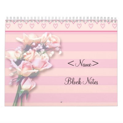 Pink Roses Block Notes Calendar by elenaind