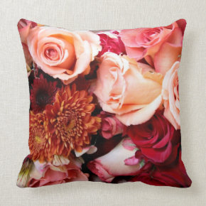 Pink Roses Bouquet throwpillow