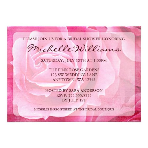 Pink Roses Bridal Shower Invitations