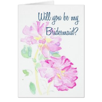 Pink Roses Bridesmaid Request Card