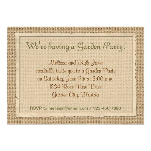 Pink Roses Burlap Vintage Paper Frame Travel Tag Invites