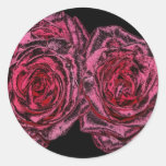 Pink Roses ( Chrome Special Effect ) Round Stickers