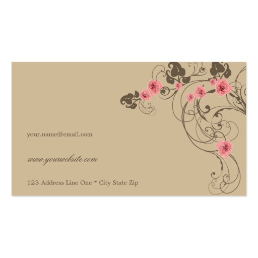 Pink Roses Damask Lace Fleur Elegant Chic Vintage Business Card Templates (back side)