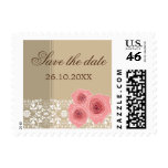 Pink Roses Damask Lace Save The Date Custom Stamps