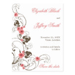 Pink Roses Fleur Elegant Save The Date Postcard