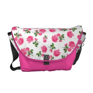 Pink Roses floral pink and white bag Commuter Bags