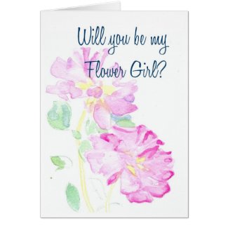 Pink Roses Flower Girl Request Card