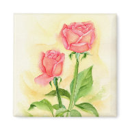 Pink Roses Flower Painting Art - Multi magnet