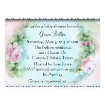 Pink Roses Girl Baby Shower Custom Invite