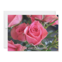 Pink Roses Invitation Cards