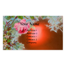 PINK ROSES & JASMINES MONOGRAM GEM STONE orange Business Card