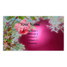 PINK ROSES & JASMINES MONOGRAM GEM STONE pink Business Card