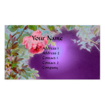PINK ROSES & JASMINES MONOGRAM GEM STONE purple Business Card