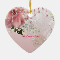 Pink Roses & Lace ornaments