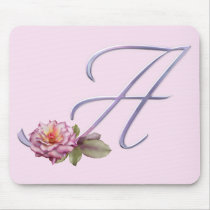 Pink Roses Monogram A mousepads