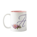 Pink Roses Monogram A mugs