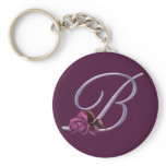Pink Roses Monogram B Key Chain