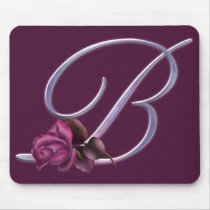 Pink Roses Monogram B mousepads