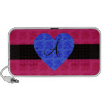 Pink roses monogram blue roses portable speaker