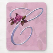 Pink Roses Monogram C mousepads