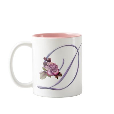Pink Roses Monogram D Mugs by initials